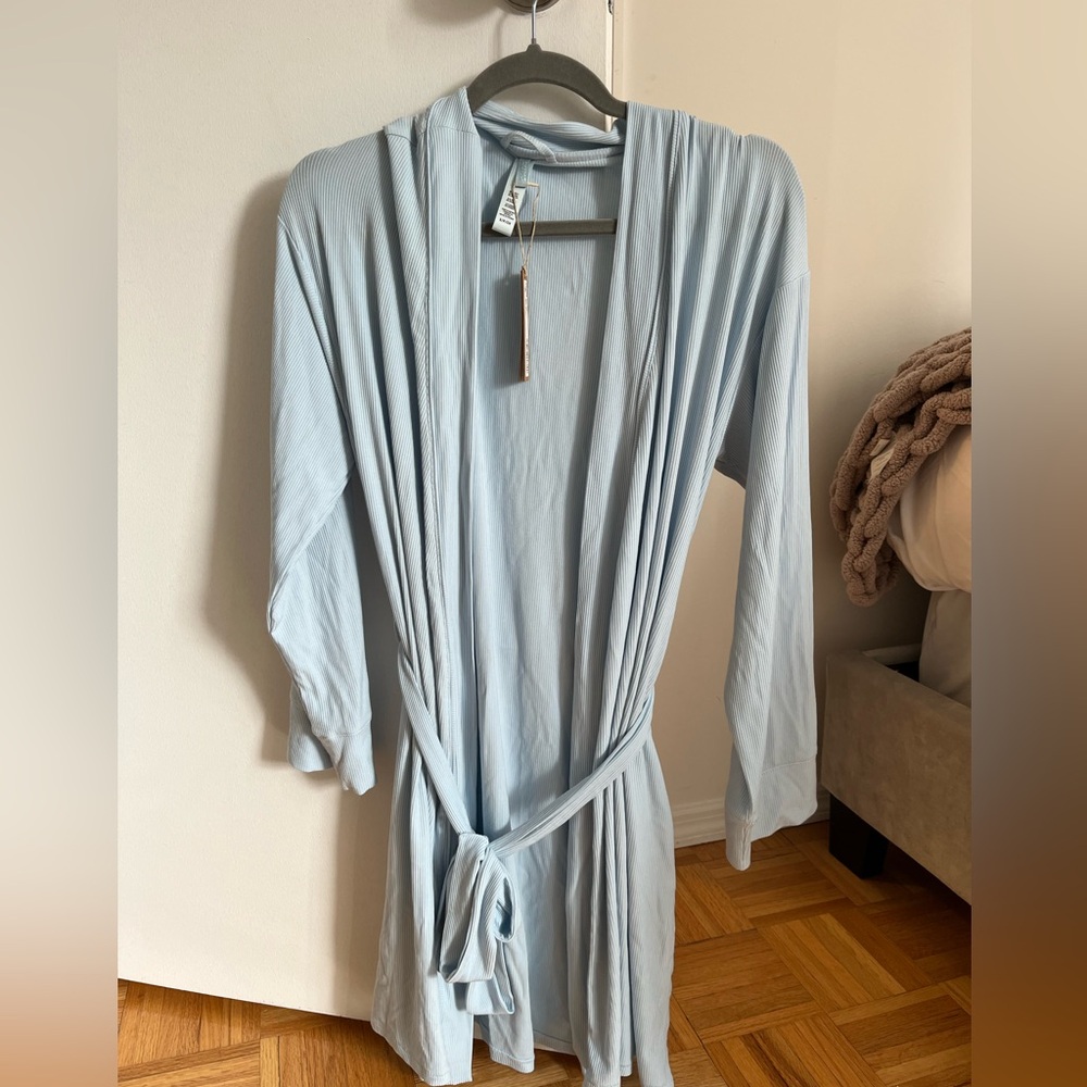 Light Blue ribbed Skims Robe